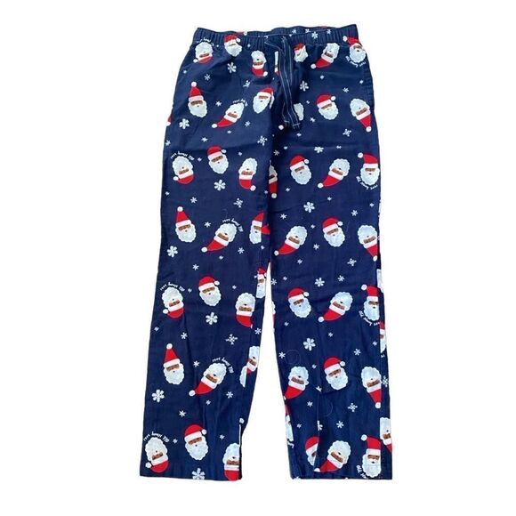 Old Navy Santa Christmas Flannel Pajama Pyjama Bottoms Walnut Black Santa Medium - Picture 1 of 4